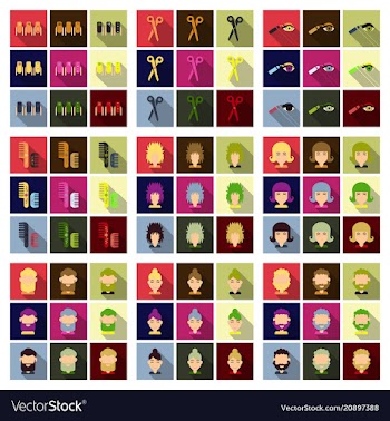 Graphic setisolated icons in flat contour thin vector image