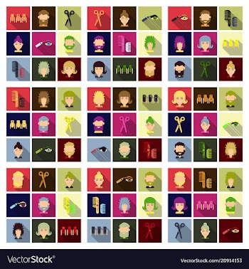Graphic setisolated icons in flat contour thin vector image