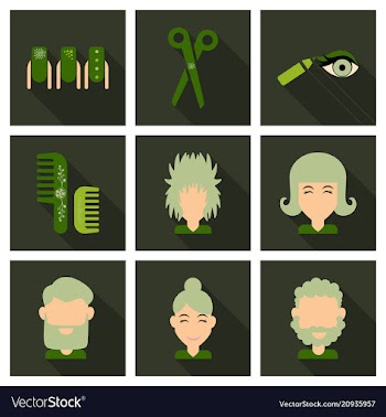 Graphic setisolated icons in flat contour thin vector image