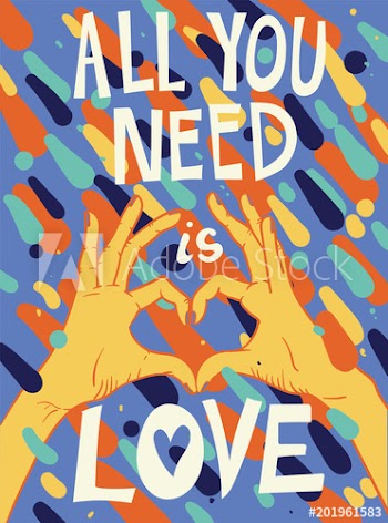 Graphic tee typography slogan all you need is love for t-shirt printing and embroidery