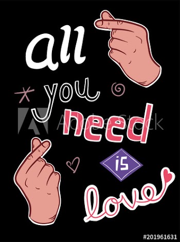 Graphic tee typography slogan all you need is love for t-shirt printing and embroidery