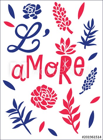 Graphic tee typography slogan l'amore in french for t-shirt printing and embroidery