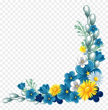 Graphics, Patterns, Flowers, Floral Border, Invitation - Blue And Yellow Floral Border