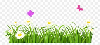 Grass And Butterflies Clipart - Grass And Flowers Clipart