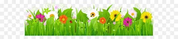 Grass with Flowers and Bee PNG Clipart 