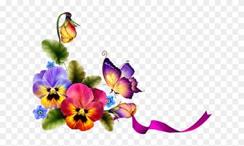 Grass With Pink Flowers Png Clipart - Borders And Frames With Butterfly