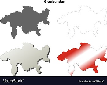 Graubunden blank detailed outline map set vector image