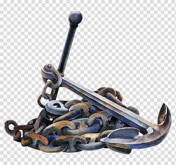 Gray anchor with chain illustration, Alençon Anchor Watercolor painting, Anchor transparent background PNG clipart