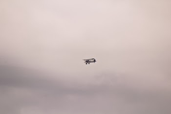 Gray and Black Biplane
