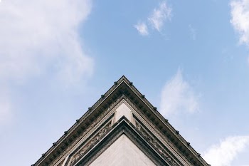 gray and black roof view from bottom