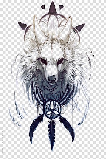 Gray and black wolf with dreamcatcher necklace , iPhone 6 Plus Dreamcatcher High-definition television , White Wolf transparent background PNG clipart