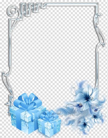 Gray and blue floral frame template, Christmas Frames Gift , silver frame transparent background PNG clipart