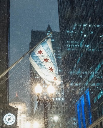 Gray and Blue Striped Star Flag