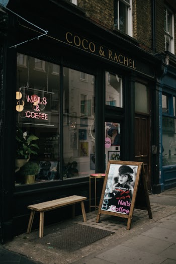 Gray and Brown Nails Coffee Sandwich Signage Near the Coco &amp; Rachel Shop