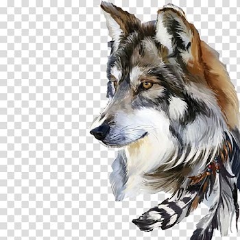 Gray and brown wolf illustration, Gray wolf Drawing Art Watercolor painting, Wolf Avatar material transparent background PNG clipart