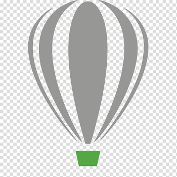Gray and green hot air balloon art, CorelDRAW Computer Software Logo, cdr transparent background PNG clipart