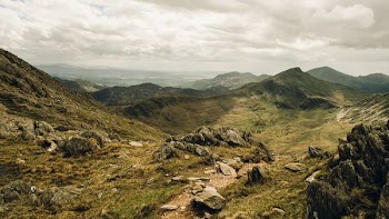 gray and green mountain photography