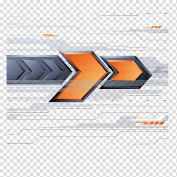 Gray and orange arrow illustration, Arrow Euclidean Yellow, Technology banner background transparent background PNG clipart