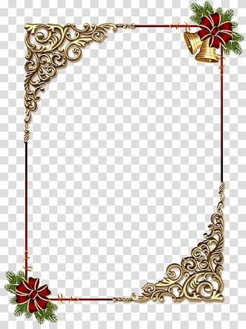 Gray and red Christmas fram, Borders and Frames Christmas ornament frame , Gold decorative frame transparent background PNG clipart