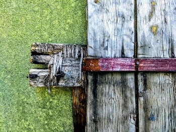 Gray and Red Wooden Bracket