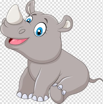 Gray animal movie character illustration, Rhinoceros Hippopotamus Cartoon , Naughty rhino transparent background PNG clipart