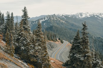 Gray Asphalt Road on Cliff