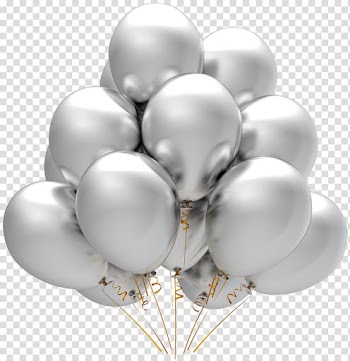 Gray balloon lot illustration, Balloon Party Silver Birthday , Silver Balloon transparent background PNG clipart