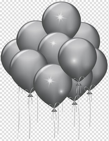 Gray balloons illustration, Balloon Party Gold Confetti Birthday, Silver Balloons transparent background PNG clipart