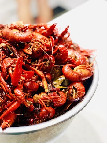 Gray Bowl Fill of Shrimps