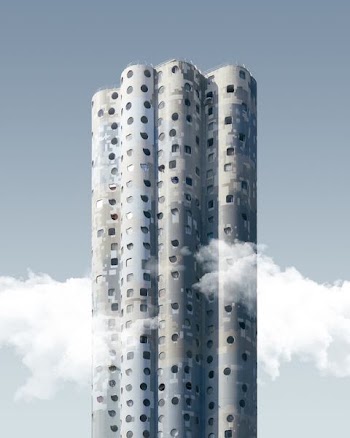 gray building with clouds