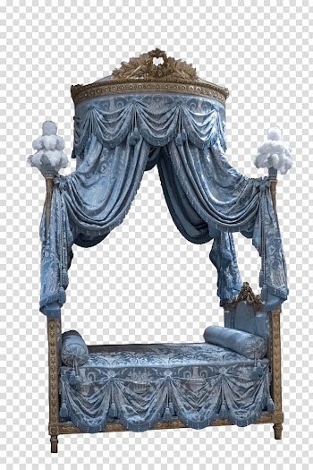 Gray canopy bed frame, Romantic Royal Bed transparent background PNG clipart