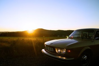 gray car during sunset