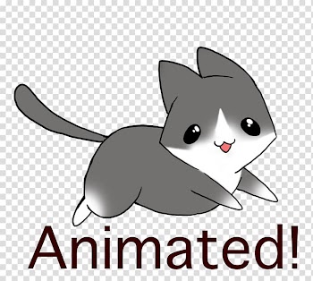 Gray cat illustration with Animated! text overlay, Cat Animation Cartoon , Cat Animated transparent background PNG clipart