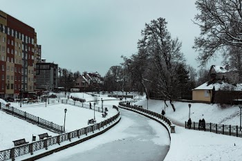 Gray Concrete Pathway Snow Terrain