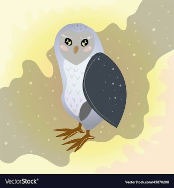 gray cute snowy owl on a light background design