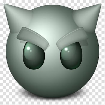 Gray demon illustration, head snout green font, Fella transparent background PNG clipart