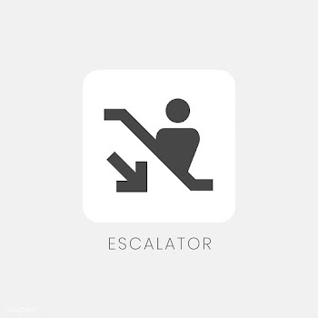 Gray down escalator icon sign vector | Free stock vector - 538355