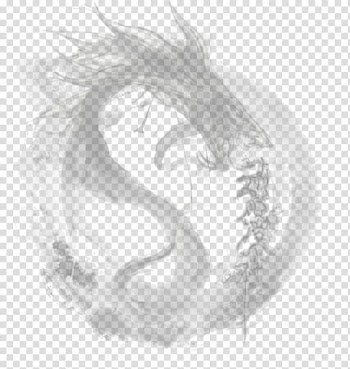 Gray dragon illustration, Ink wash painting Drawing, Ink dragon transparent background PNG clipart