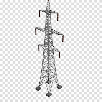 Gray electricity tower illustration, Transmission tower Electricity Electric power transmission Utility pole Overhead power line, electric tower transparent background PNG clipart