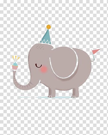 Gray elepant , Happy Birthday to You Greeting card , Elephant transparent background PNG clipart