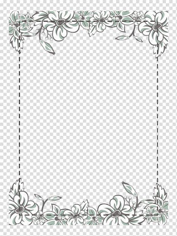 Gray floral borders illustration, Flower Icon, White flower frame transparent background PNG clipart