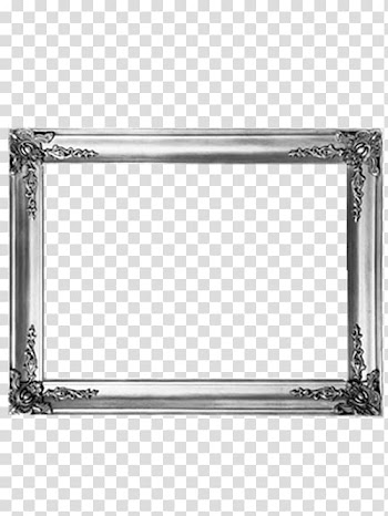 Gray floral frame , , Nostalgic silver border transparent background PNG clipart
