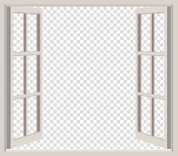 Gray framed window illustration, Classic Open Window transparent background PNG clipart