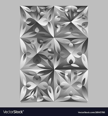 Gray geometrical floral triangle flyer - grey vector image