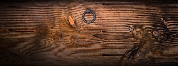 Gray Metal Door Knocker on Wooden Panel