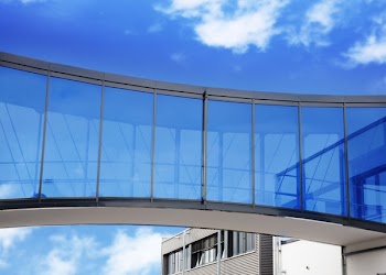 Gray Metal Framed Clear Glass Bridge