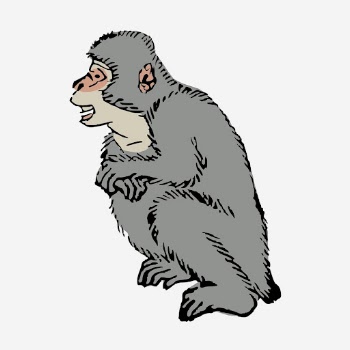Gray monkey, Japanese animal illustration. | Free Photo Illustration - rawpixel