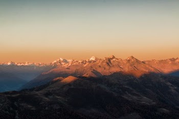 gray mountain at golden hour