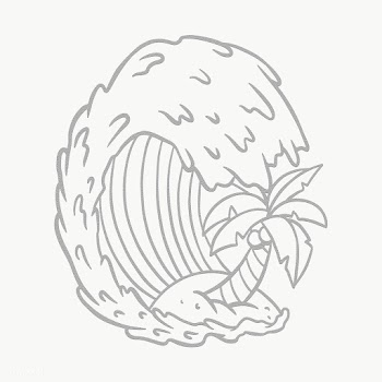 Gray ocean waves with coconut tree sticker design element | Free  transparent png - 2357072
