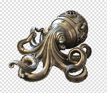 Gray octopus illustration, Octopus Steampunk , steampunk transparent background PNG clipart